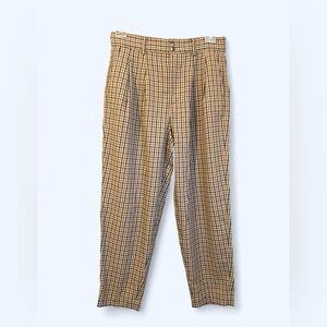 Madewell Women's Plaid Trousers in Tan and Navy